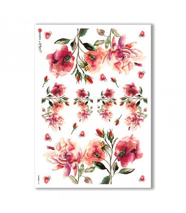 FLOWERS-0131. Carta di riso fiori per decoupage.
