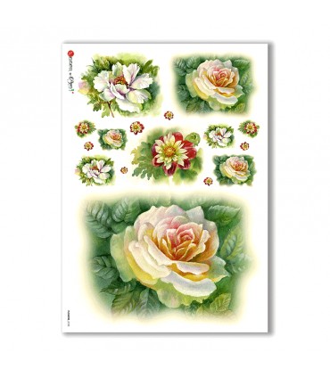 FLOWERS-0133. Carta di riso fiori per decoupage.