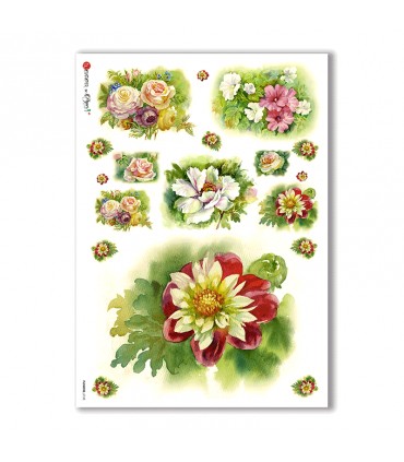 FLOWERS-0135. Rice Paper flowers for decoupage.