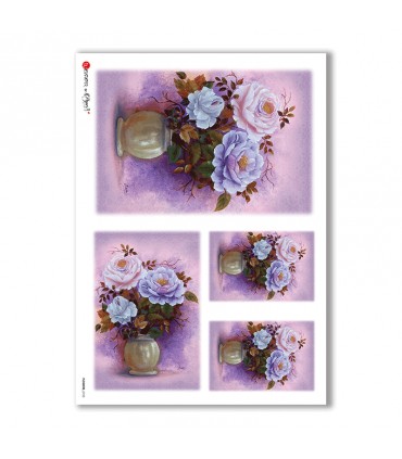 FLOWERS-0153. Carta di riso fiori per decoupage.