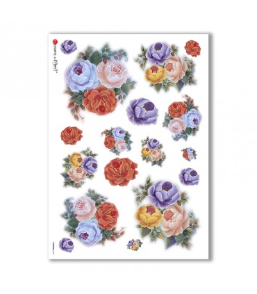 FLOWERS-0157. Carta di riso fiori per decoupage.