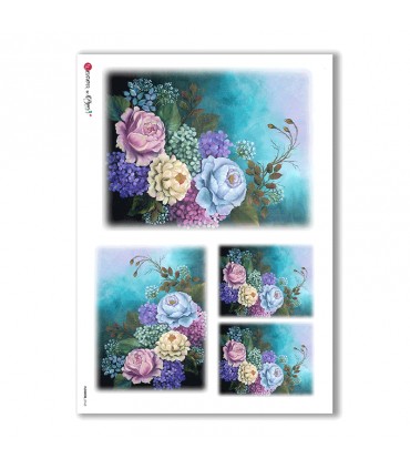 FLOWERS-0163. Papel de Arroz flores para decoupage.