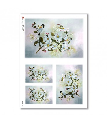 FLOWERS-0164. Carta di riso fiori per decoupage.