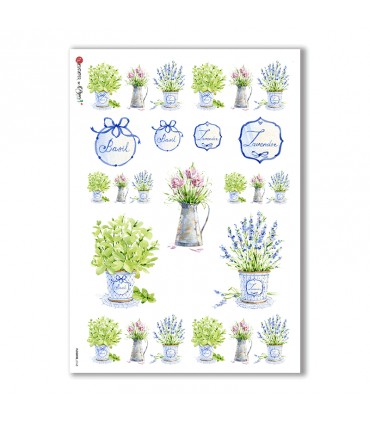 FLOWERS-0168. Carta di riso vittoriana fiori per decoupage.