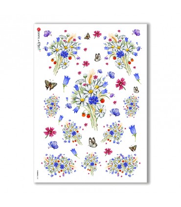FLOWERS-0169. Carta di riso vittoriana fiori per decoupage.