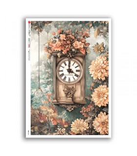 TIME-0060. Carta di riso orologi per decoupage.