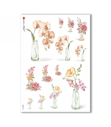 FLOWERS-0185. Carta di riso fiori per decoupage.