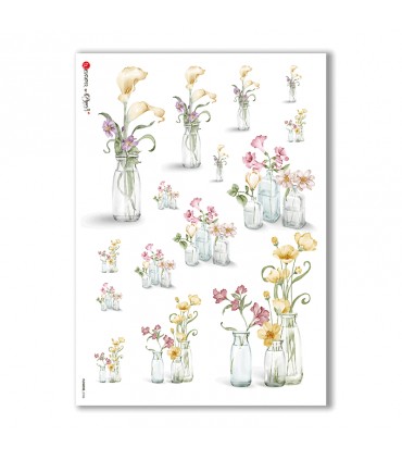 FLOWERS-0186. Carta di riso fiori per decoupage.