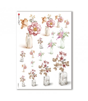 FLOWERS-0187. Carta di riso fiori per decoupage.