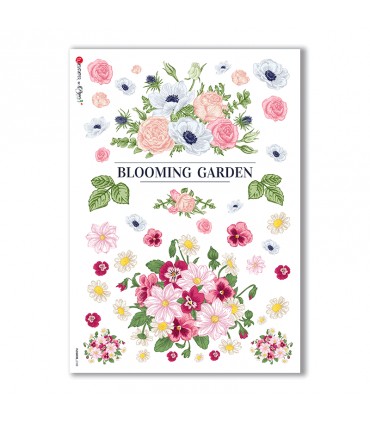 FLOWERS-0188. Papel de Arroz flores para decoupage.