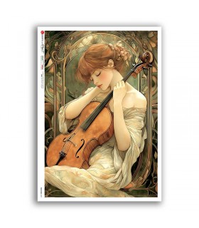 NOUVEAU-0069. Papel de Arroz art nouveau para decoupage.