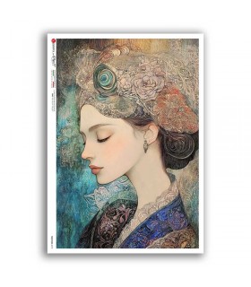 NOUVEAU-0070. Carta di riso art nouveau per decoupage.