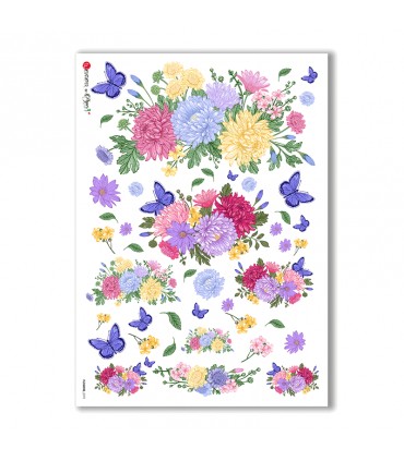 FLOWERS-0191. Papel de Arroz flores para decoupage.