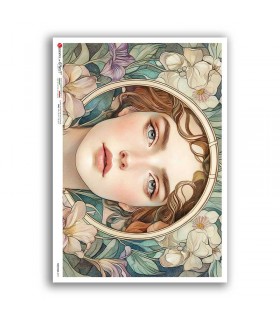 NOUVEAU-0071. Papel de Arroz art nouveau para decoupage.