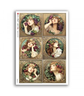 NOUVEAU-0072. Art nouveau Rice Paper for decoupage.