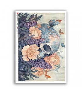 SKULL-0049. Skull Rice Paper for decoupage.