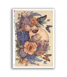 SKULL-0050. Skull Rice Paper for decoupage.