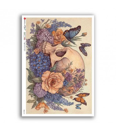 SKULL-0050. Carta di riso teschi per decoupage.