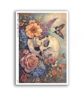 SKULL-0051. Carta di riso teschi per decoupage.