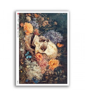 SKULL-0052. Carta di riso teschi per decoupage.