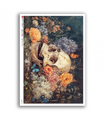 SKULL-0052. Carta di riso teschi per decoupage.
