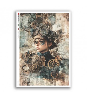 STEAMPUNK-0004. Carta di riso punk per decoupage.