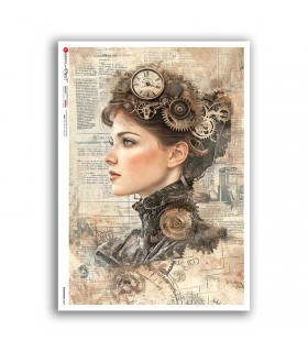 STEAMPUNK-0005. Carta di riso punk per decoupage.