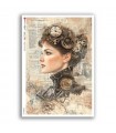 STEAMPUNK-0005. Carta di riso punk per decoupage.