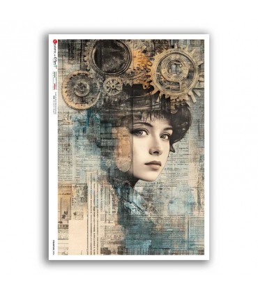 STEAMPUNK-0006. Papel de Arroz punk para decoupage.