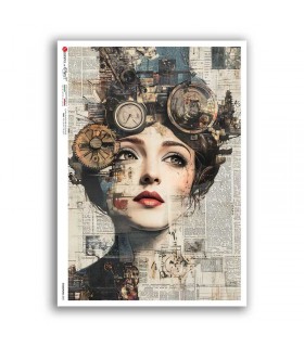 STEAMPUNK-0007. Carta di riso punk per decoupage.