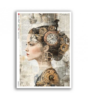 STEAMPUNK-0008. Carta di riso punk per decoupage.