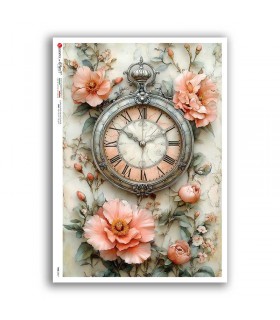 TIME-0067. Carta di riso orologi per decoupage.