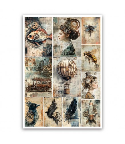 Carta di riso con rose vintage per decoupage, scrapbooking, diari, creazione di biglietti e lavori di carta decorativi. - Italia