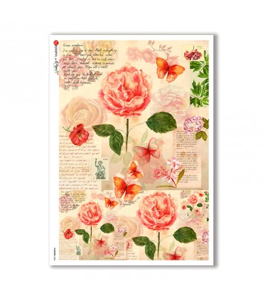 FLOWERS-0201. Carta di riso fiori per decoupage.