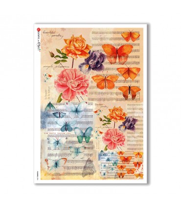 FLOWERS-0204. Carta di riso fiori per decoupage.