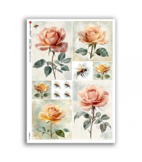 FLOWERS-0448. Carta di riso fiori per decoupage.