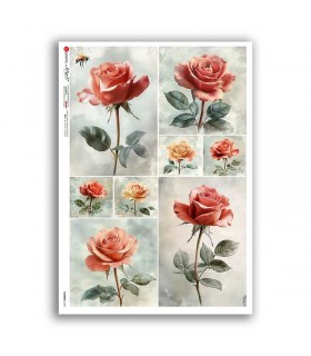 FLOWERS-0449. Papel de Arroz flores para decoupage.