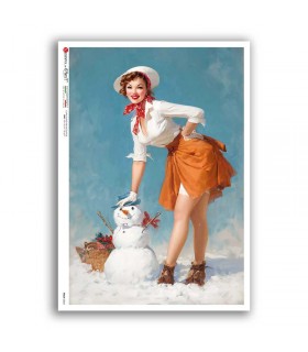 PINUP-0054. Carta di riso pin-up per decoupage.