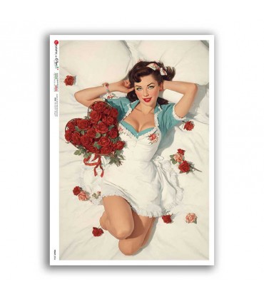 PINUP-0056. Carta di riso pin-up per decoupage.