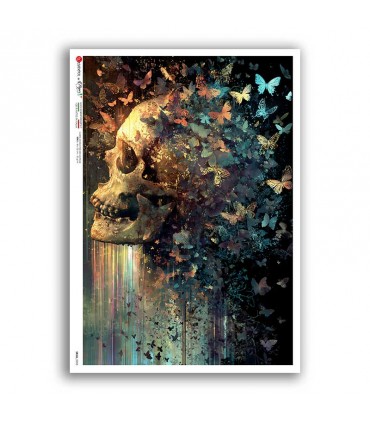 SKULL-0053. Carta di riso teschi per decoupage.