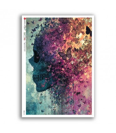 SKULL-0054. Carta di riso teschi per decoupage.