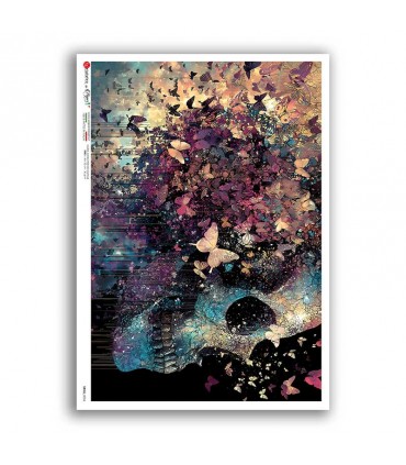 SKULL-0056. Carta di riso teschi per decoupage.