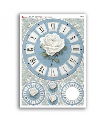 TIME-0070. Carta di riso orologi per decoupage.