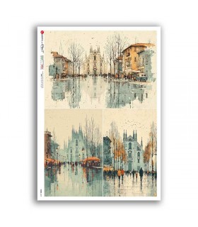 VIEWS-0239. Carta di Riso paesaggi per decoupage