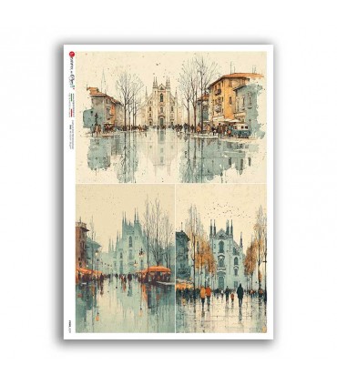 VIEWS-0239. Carta di Riso paesaggi per decoupage