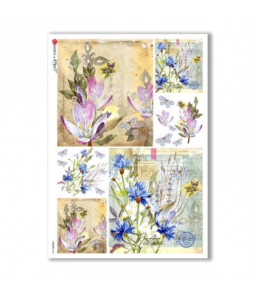 FLOWERS-0223. Carta di riso fiori per decoupage.