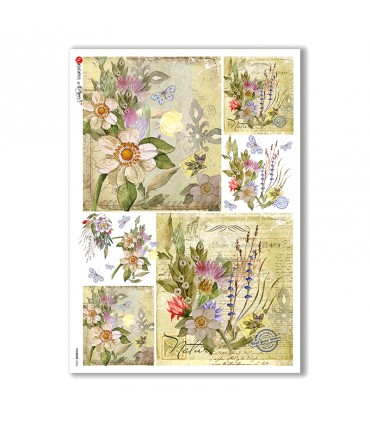 FLOWERS-0224. Papel de Arroz flores para decoupage.