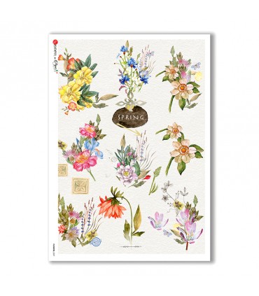 FLOWERS-0227. Carta di riso fiori per decoupage.