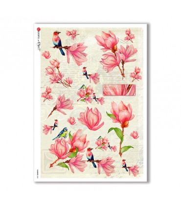 FLOWERS-0230. Carta di riso fiori per decoupage.