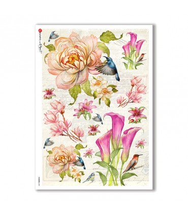FLOWERS-0231. Carta di riso fiori per decoupage.